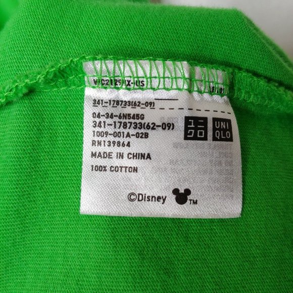 Disney Uniqlo Mickey Mouse Topiary Tree Large T Shirt Blue Bird Green Short Slv - Picture 7 of 7